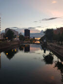 Dambovita River flowing through a city.